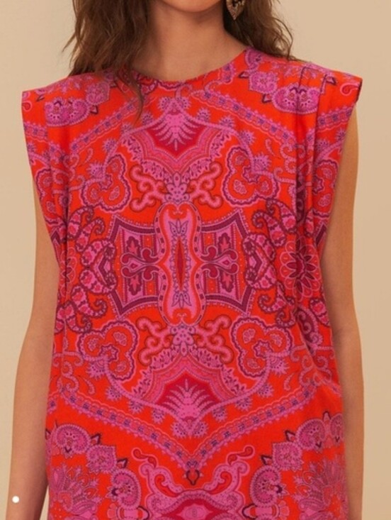 FARM Rio Tops - FARM Rio Red & Pink Paisley Muscle Tee